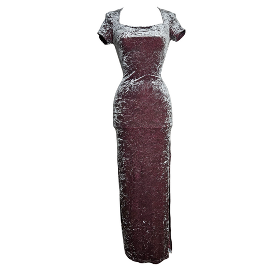 Robe en velours froissé grise