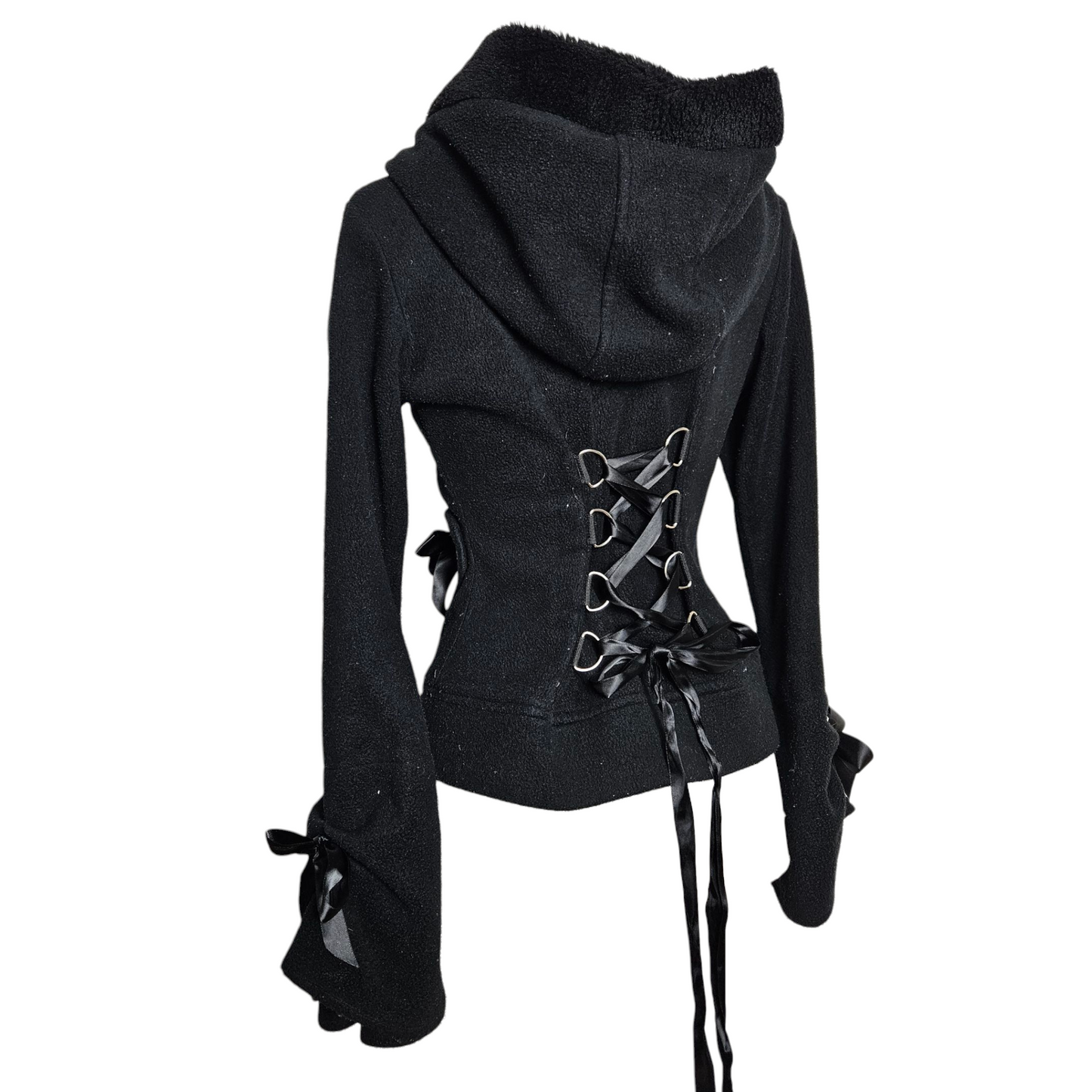 Veste à capuche détails ruban et lacage