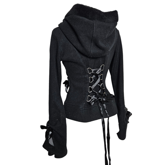 Veste à capuche détails ruban et lacage