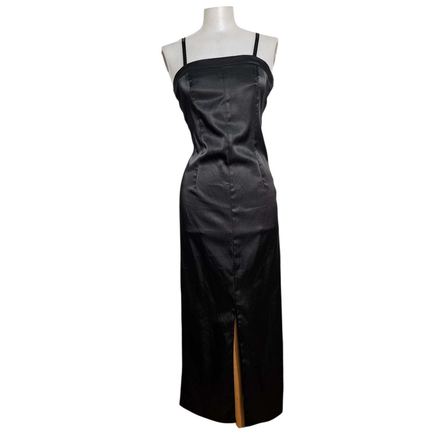 Maxi robe noire satinée