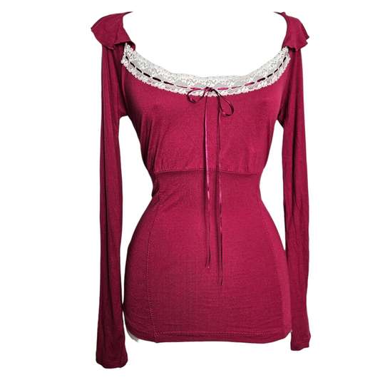 Haut bordeau col rond