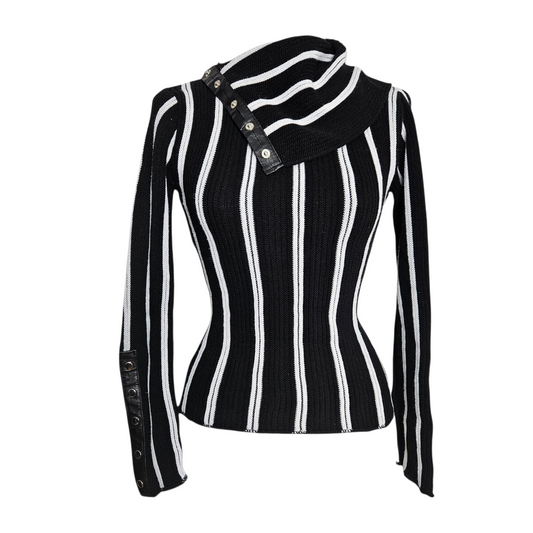 Pull rayé noir et blanc