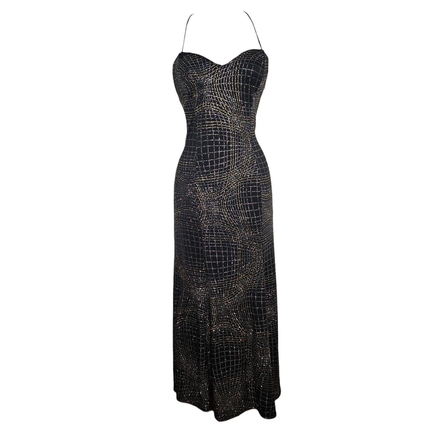 Vestido largo negro con pedrería