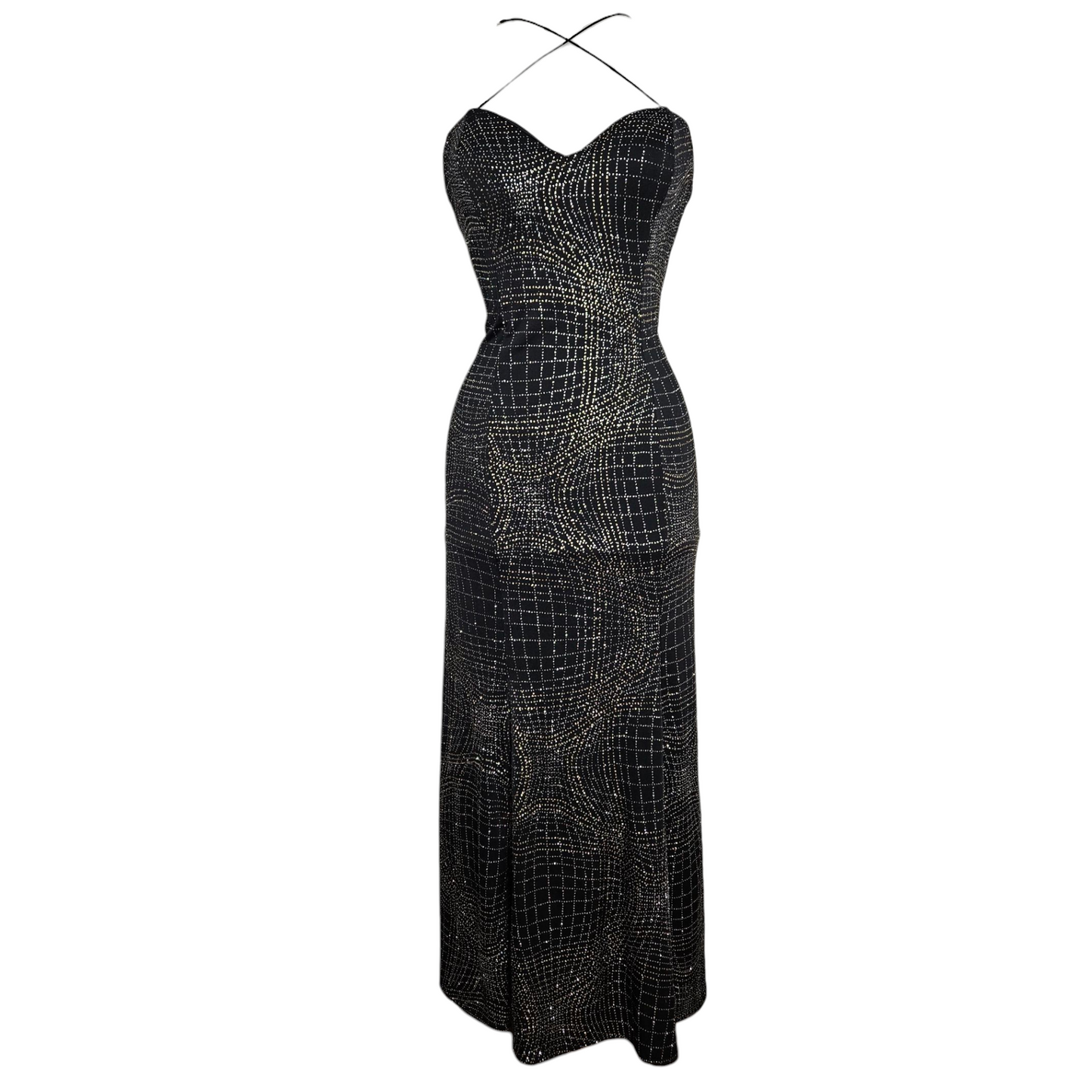 Vestido largo negro con pedrería