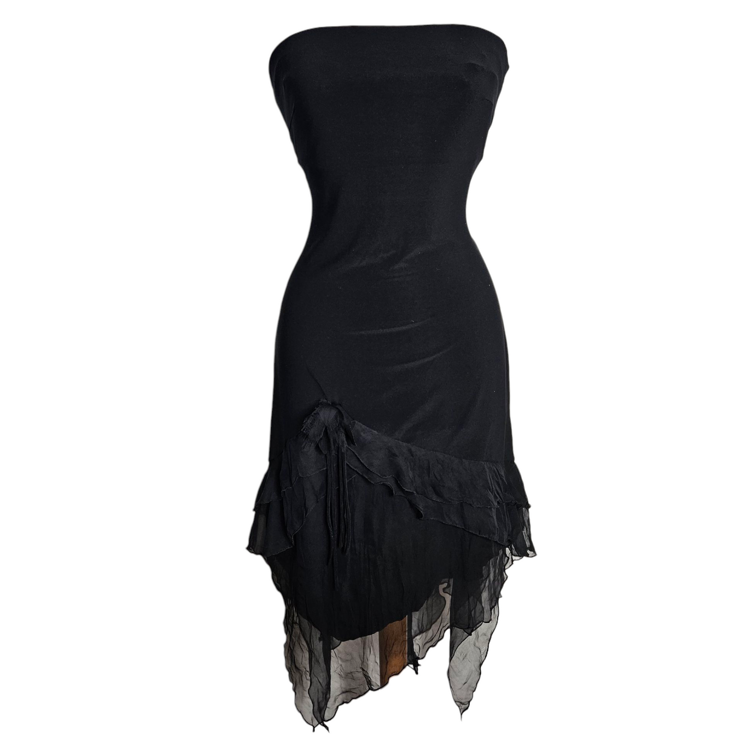 Robe bustier noire détails voile