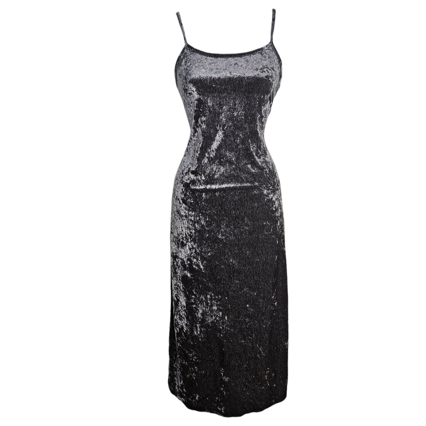Vestido de terciopelo gris de pelo corto