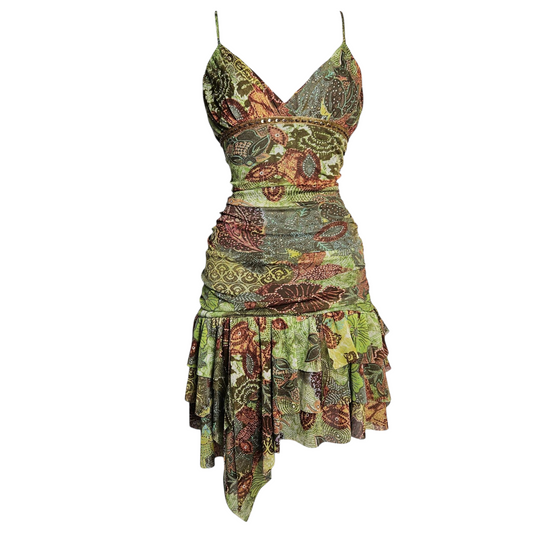Robe en voile asymétrique tons verts
