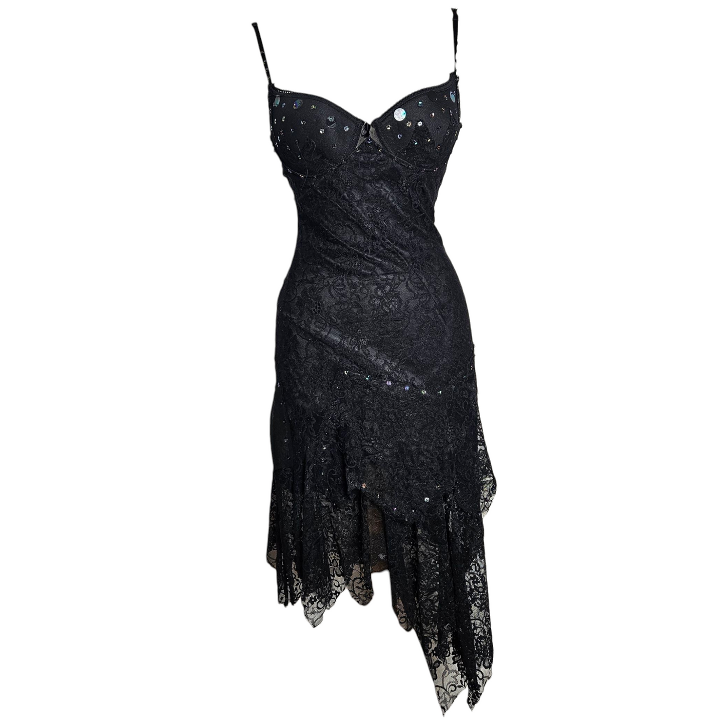 Robe asymétrique en dentelle noire