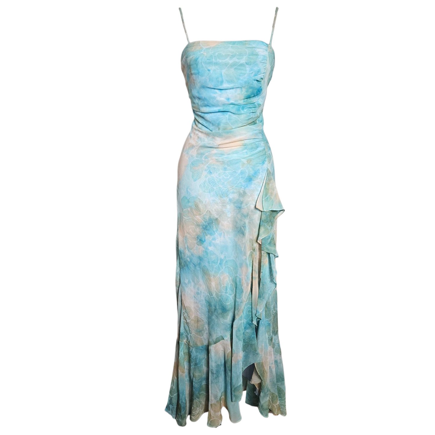 Vestido largo de gasa azul