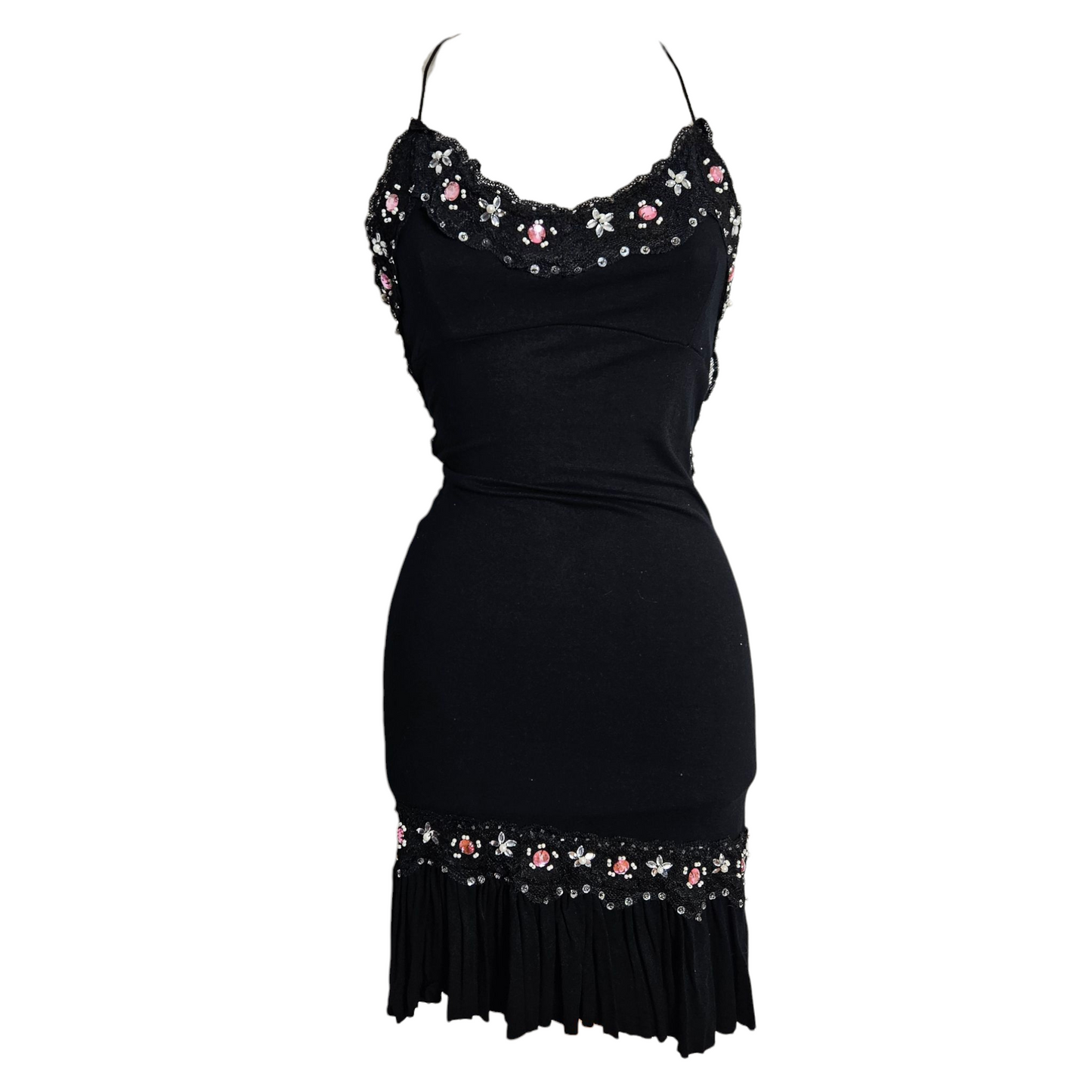 Robe dos nu brodé de perles