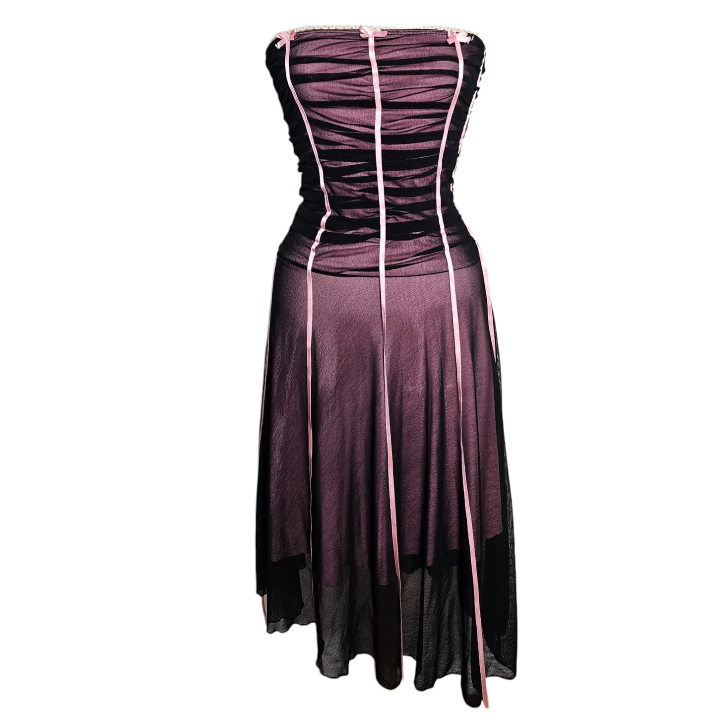 Robe bustier à rubans noire et violette