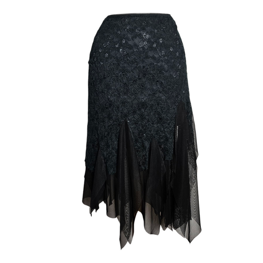 Jupe asymétrique en dentelle noire