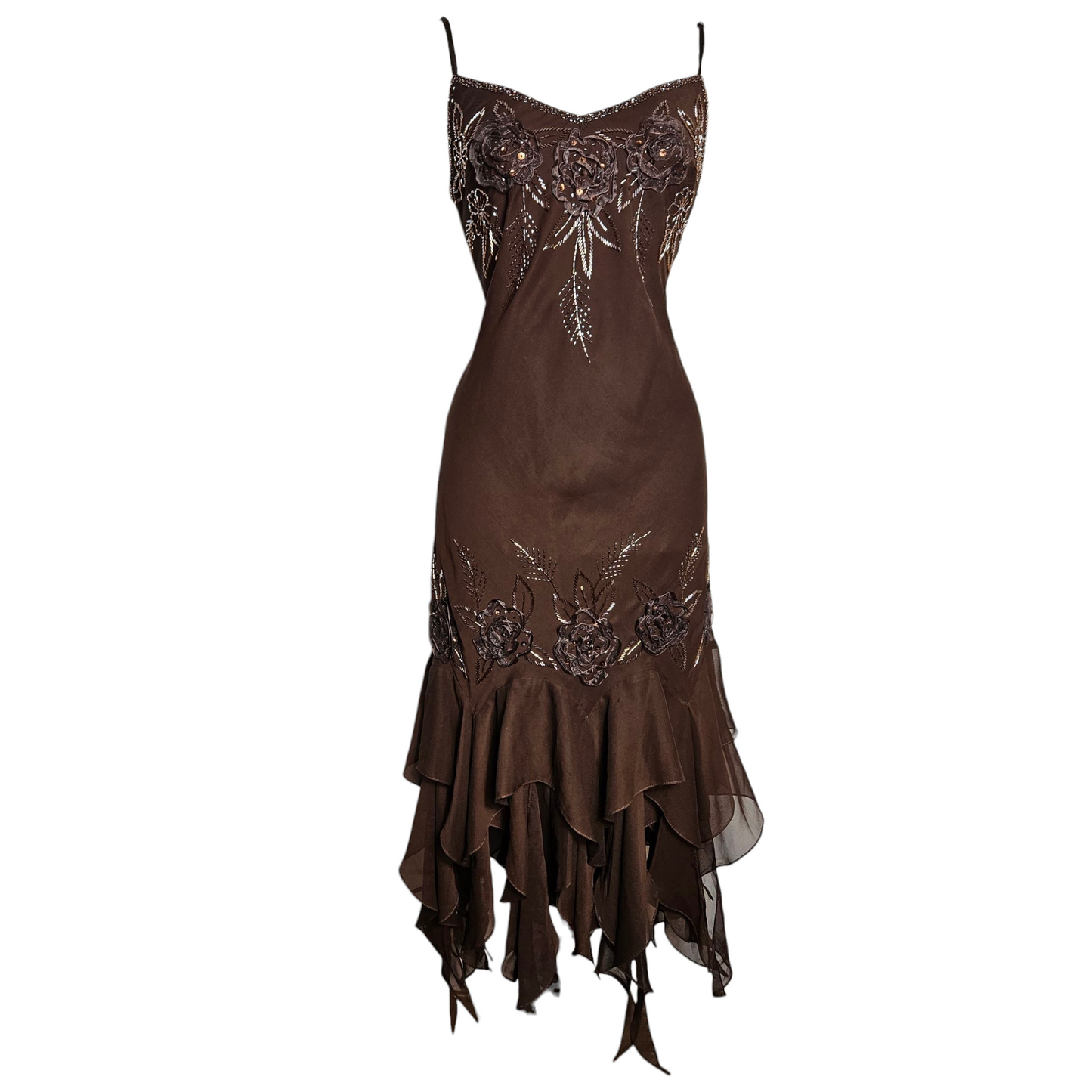 Robe asymétrique en voile brodée