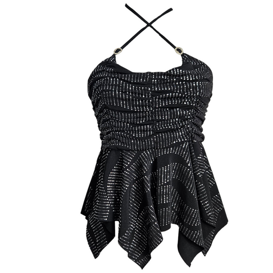 Haut asymétrique à strass