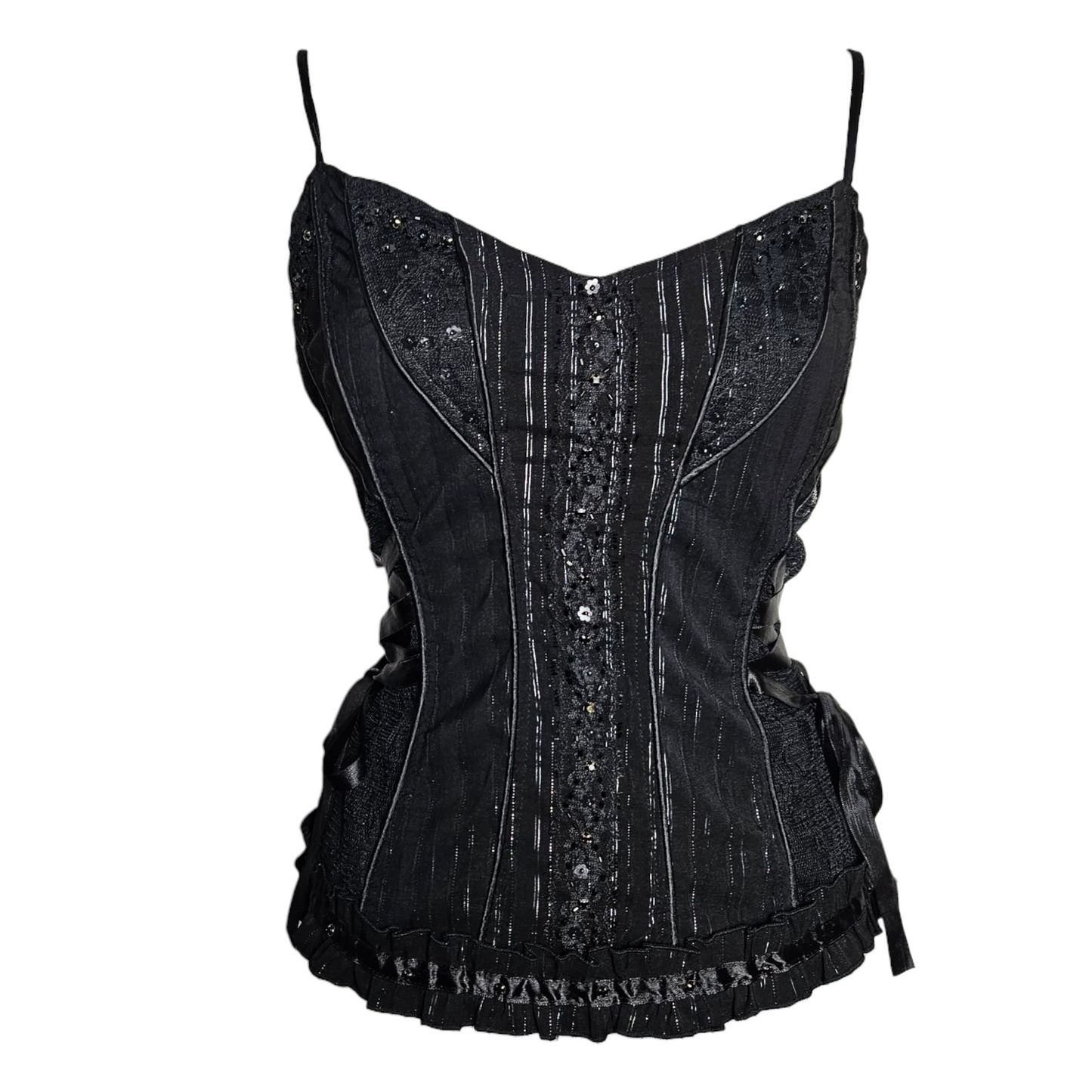 Haut esprit corset noir à laçage