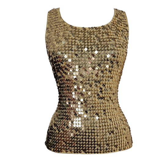 Haut en crochet à sequins dorés