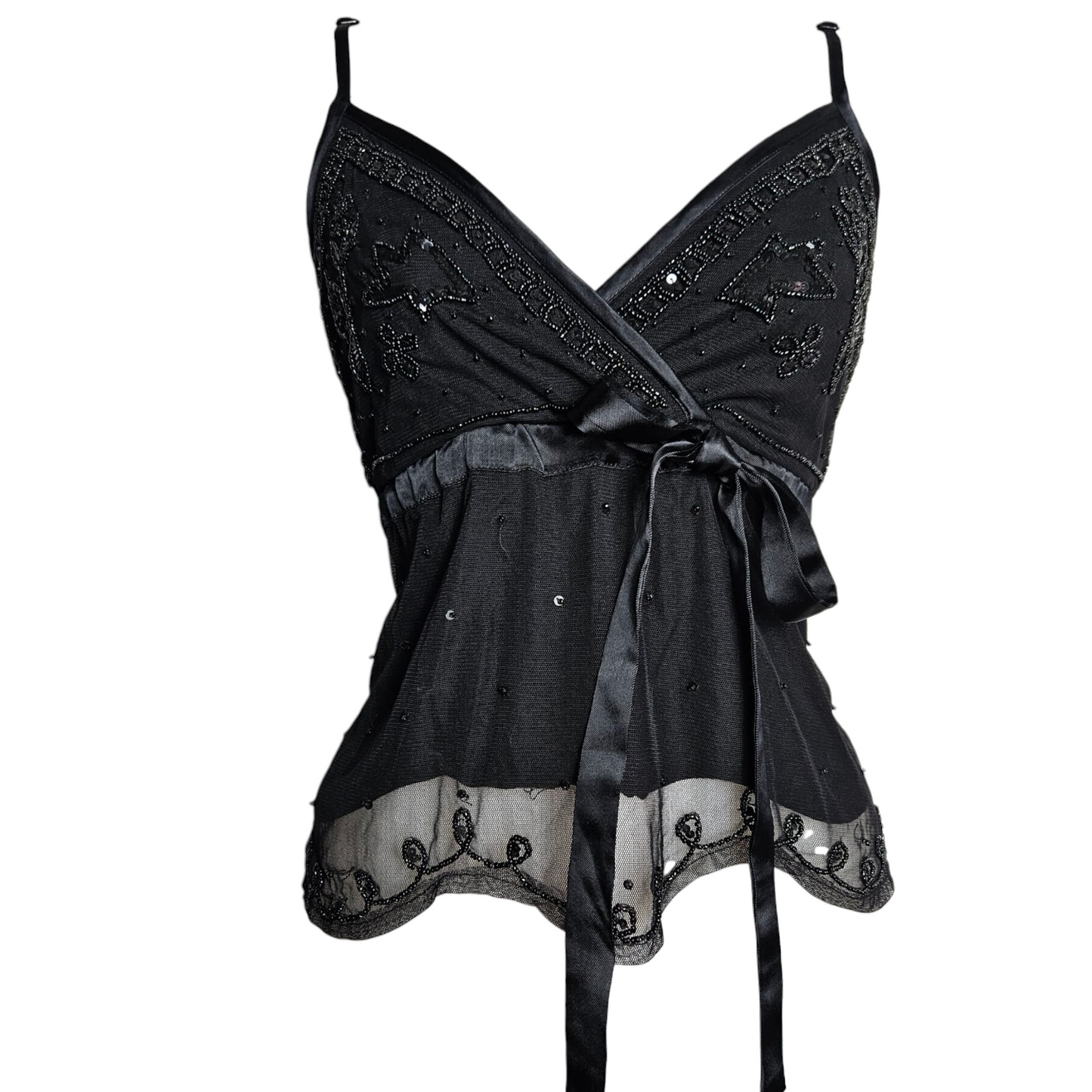 Haut en voile et sequins noir
