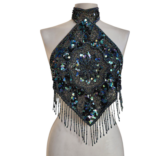 Dos nu noir à reflets multicolore