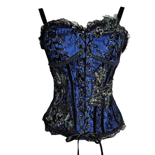 Haut esprit corset bleu et noir