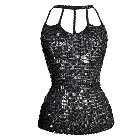 Haut en crochet à sequins fleurs