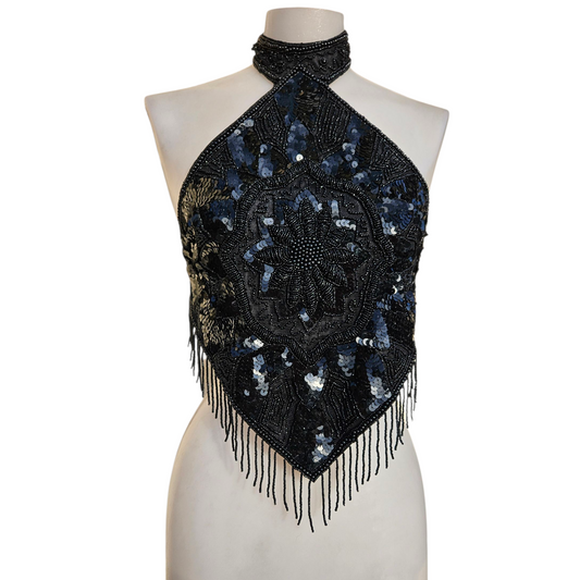 Dos nu noir brodé de sequins