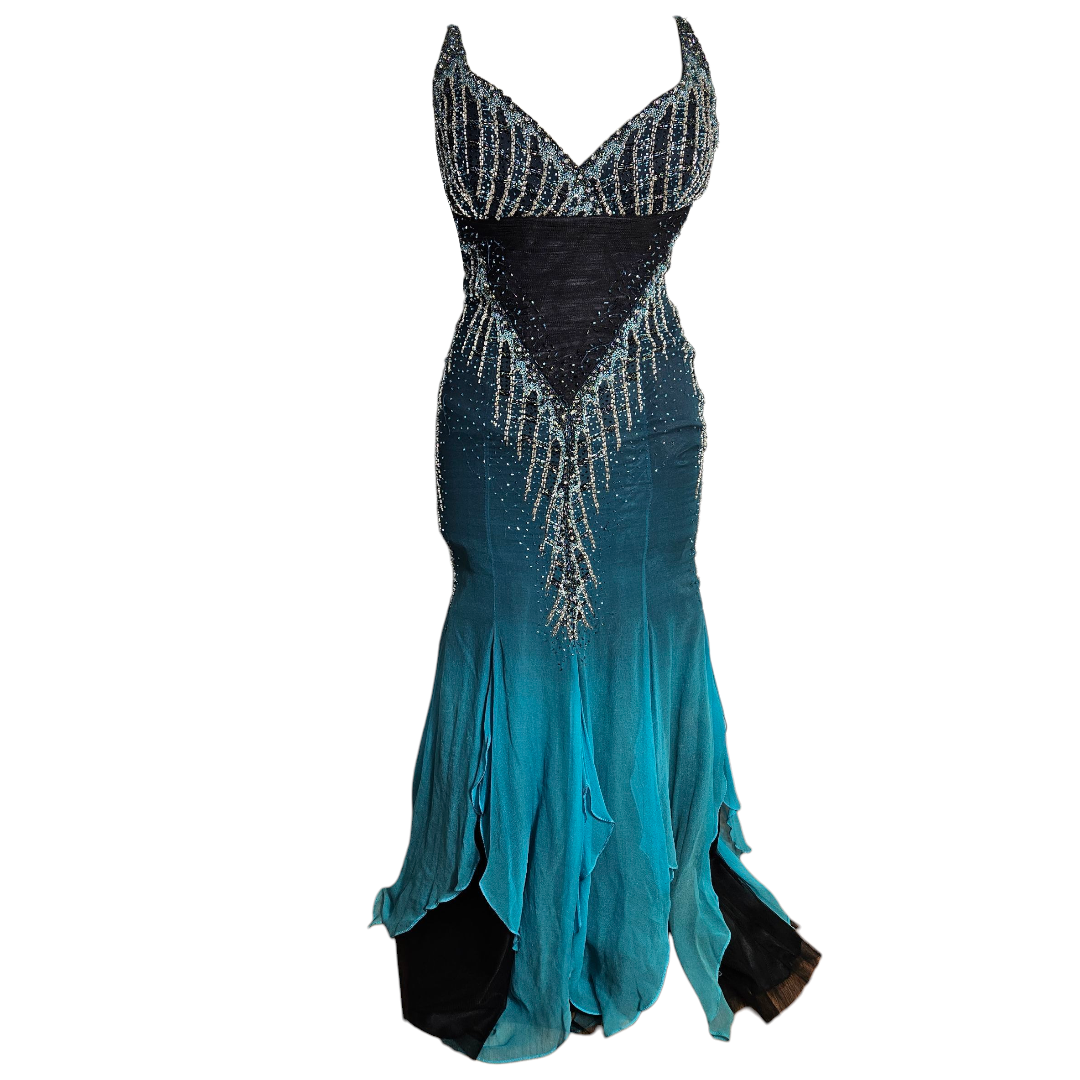 100% silk embroidered dress