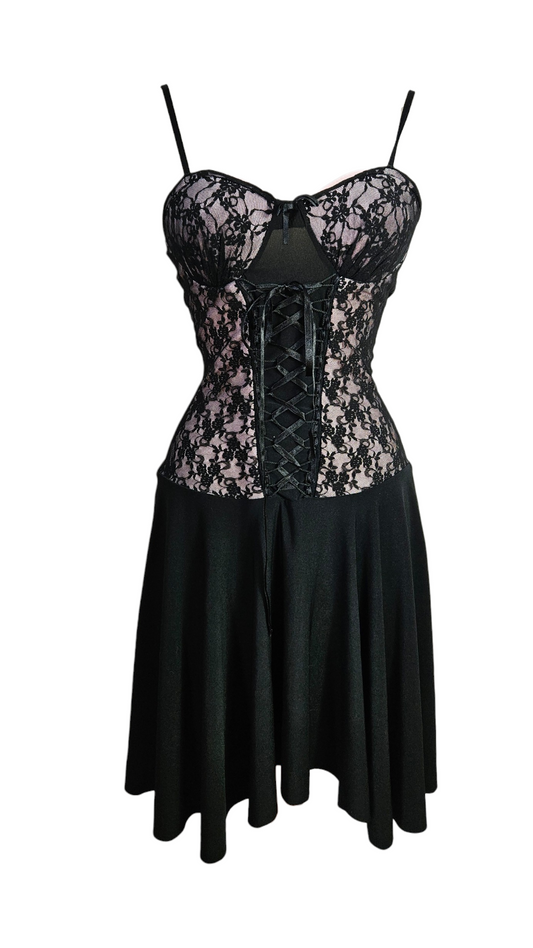 Black and lilac dress with lacing