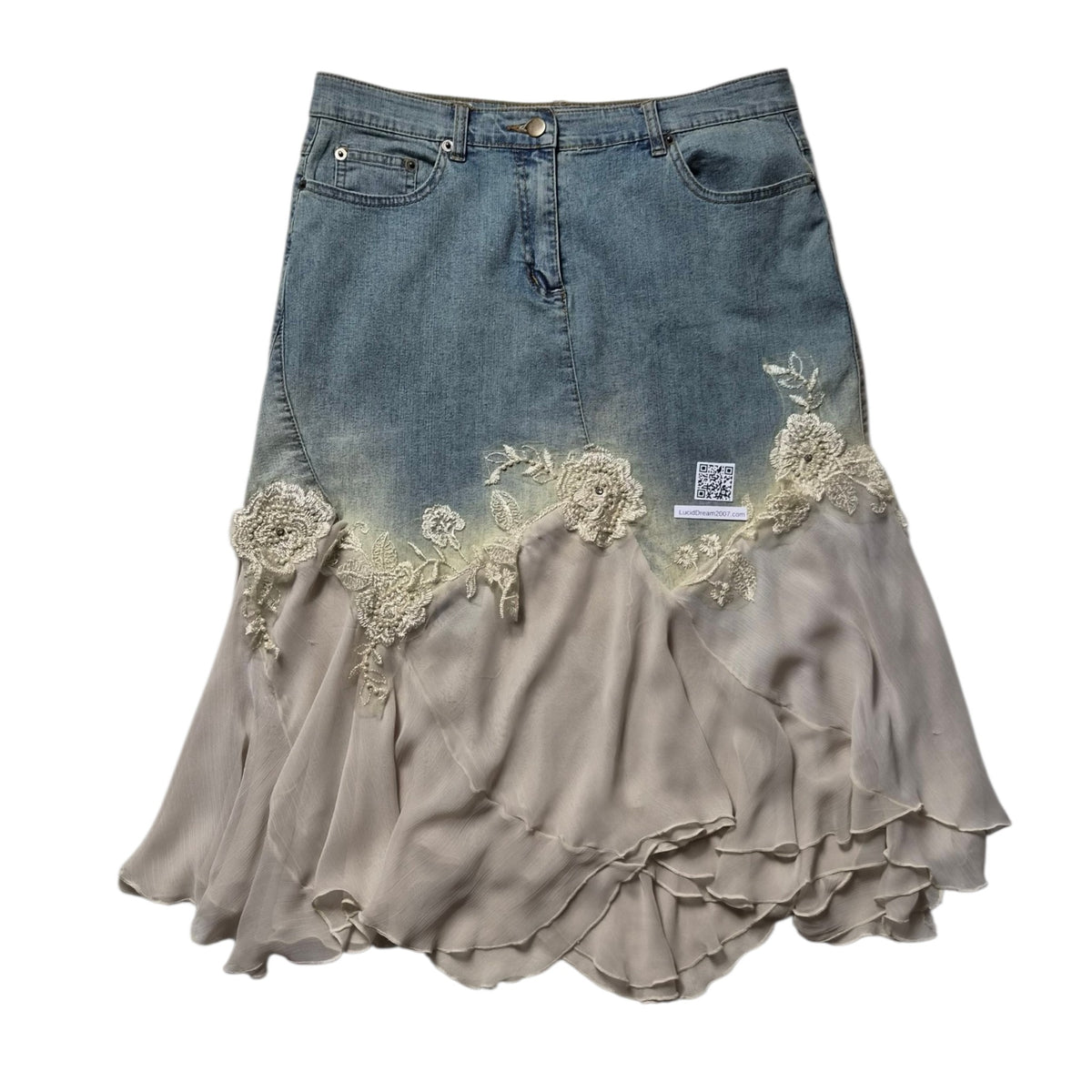 Jupe en denim et voile
