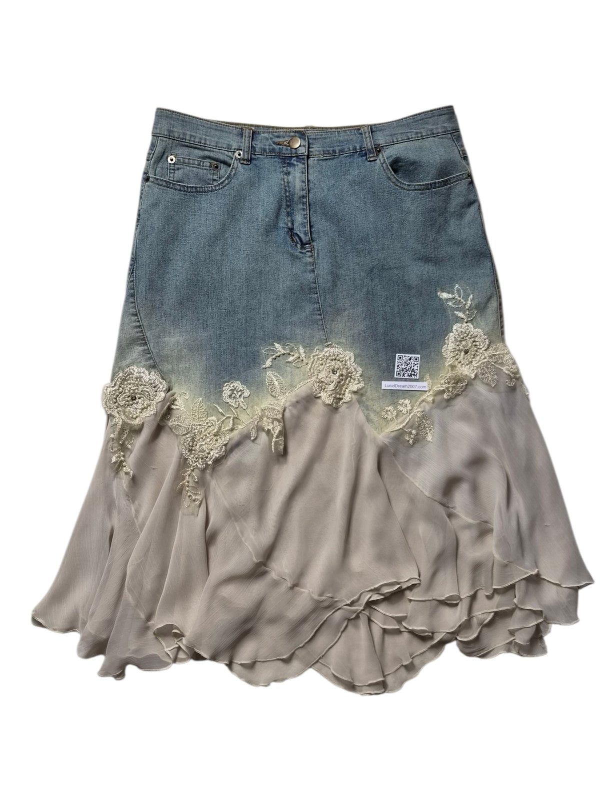 Jupe en denim et voile