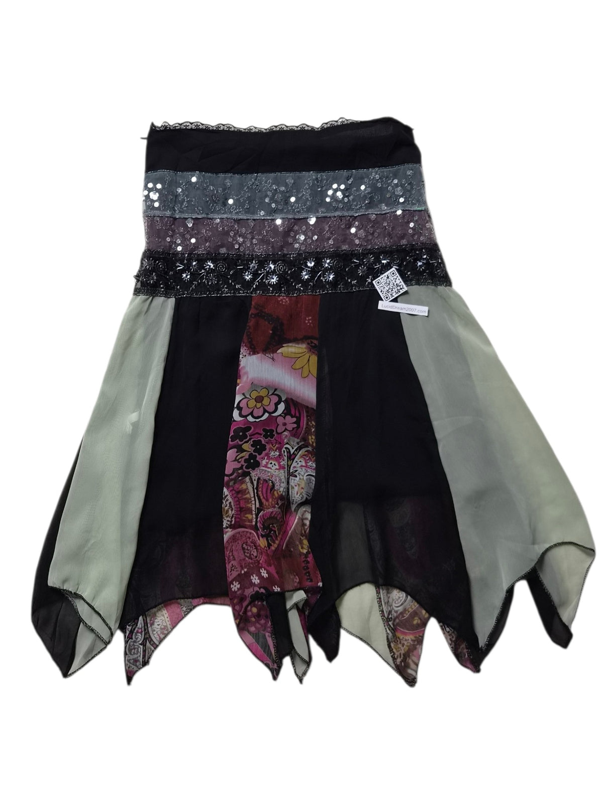 Jupe asymétrique à motif et sequins