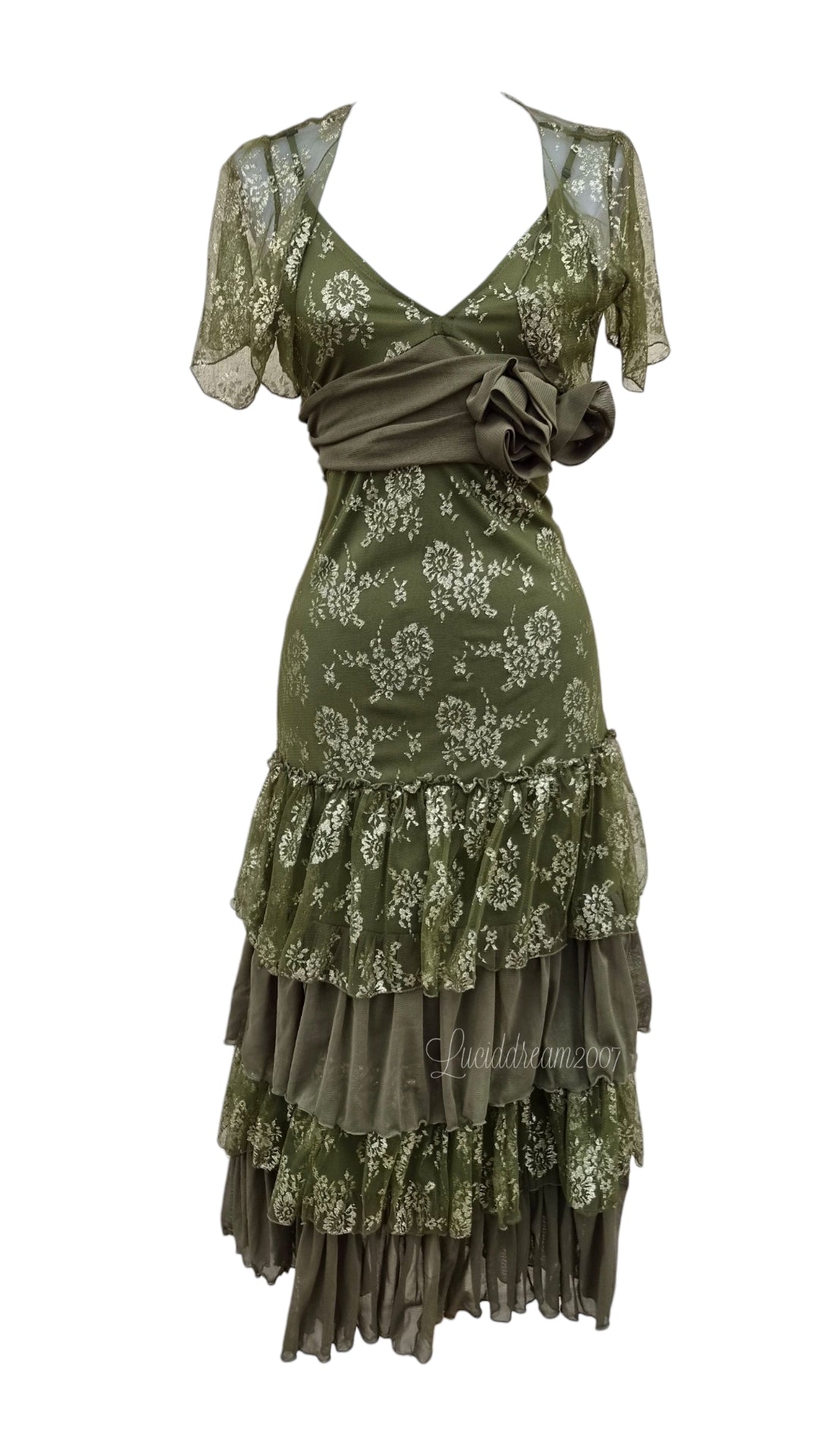 Robe en dentelle verte