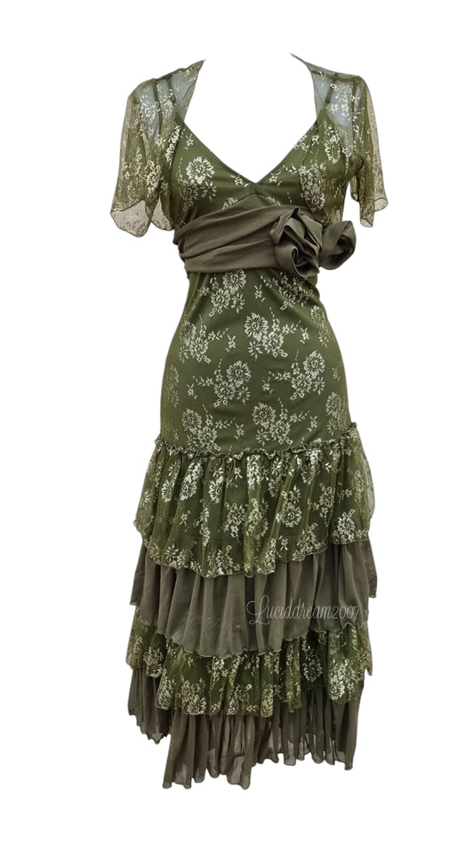 Robe en dentelle verte