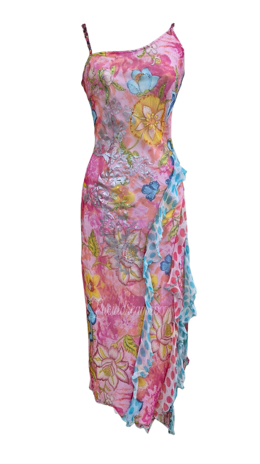 Robe fleurie tons roses