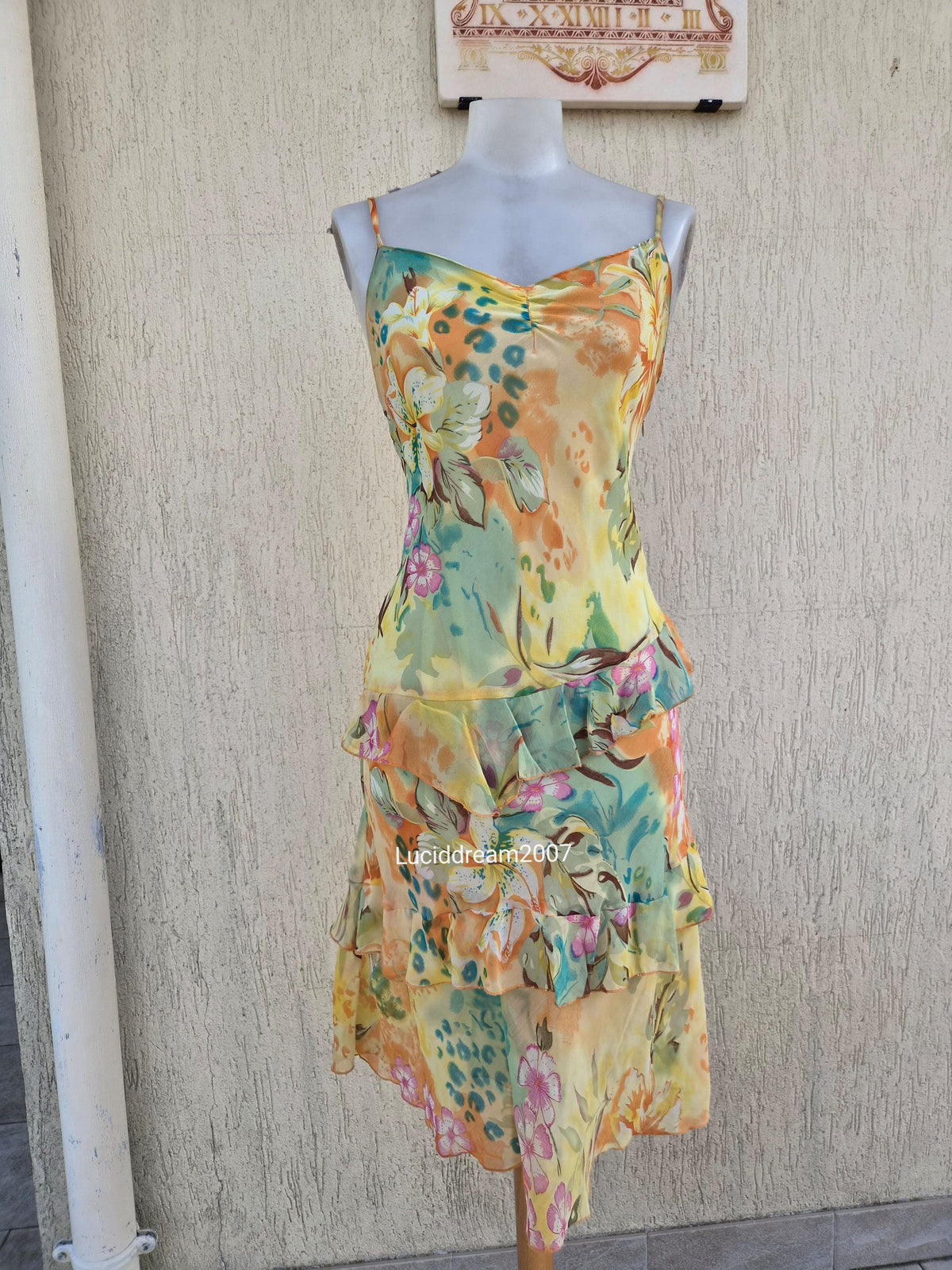 Robe en voile florale jaune