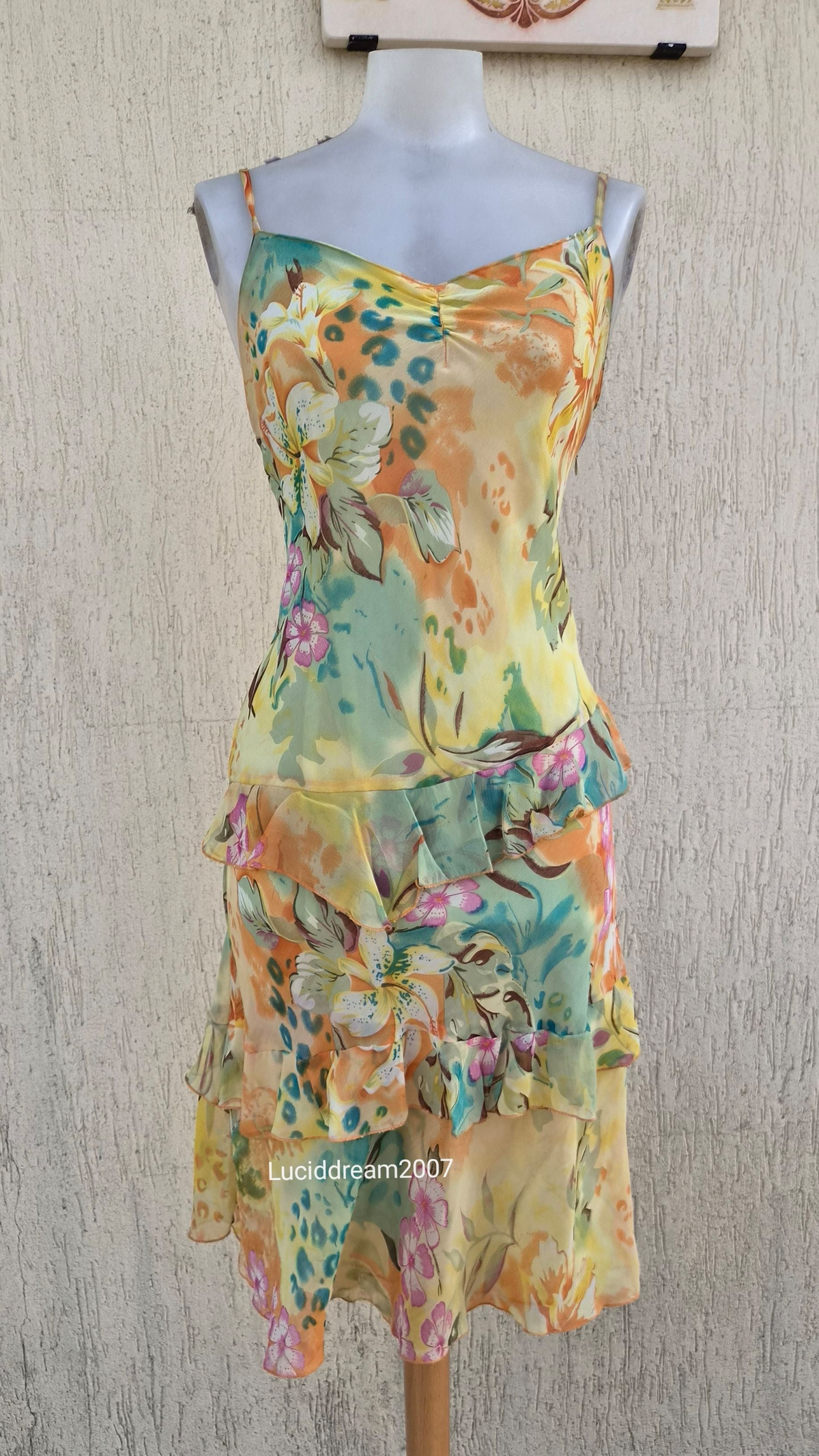 Robe en voile florale jaune