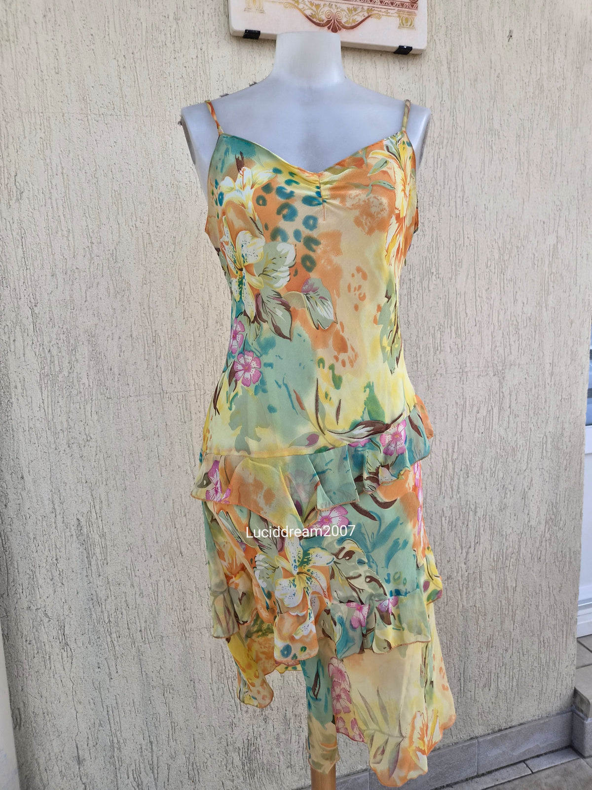 Robe en voile florale jaune