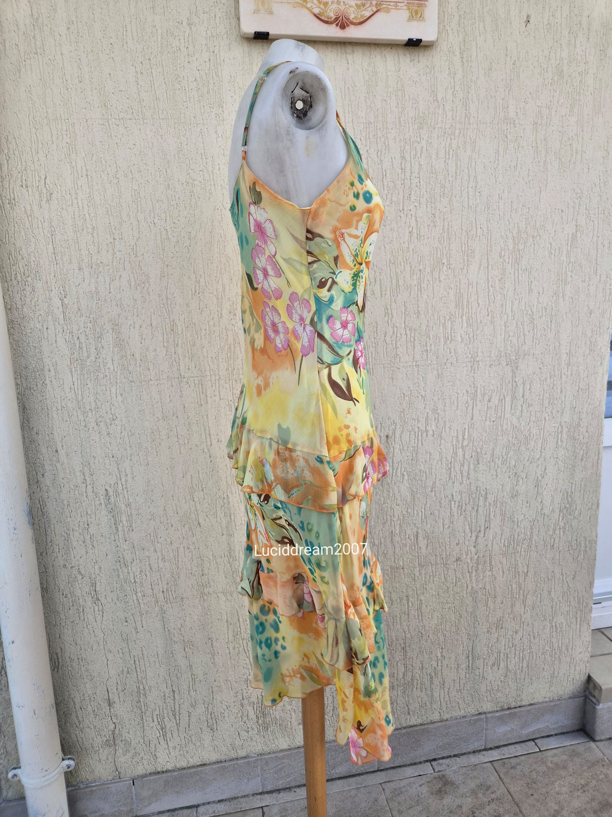 Robe en voile florale jaune