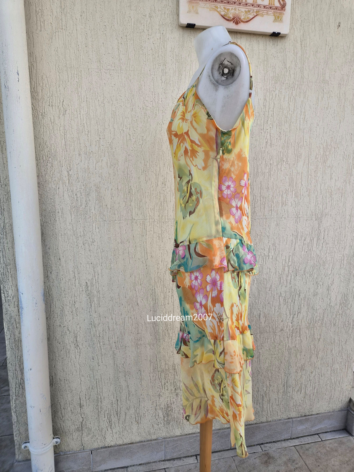 Robe en voile florale jaune