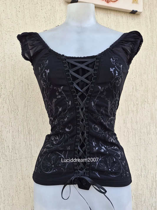 Haut esprit corset détails strass