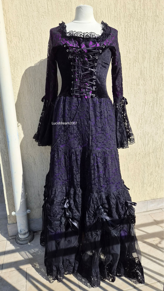 Robe en dentelle et velours BARES