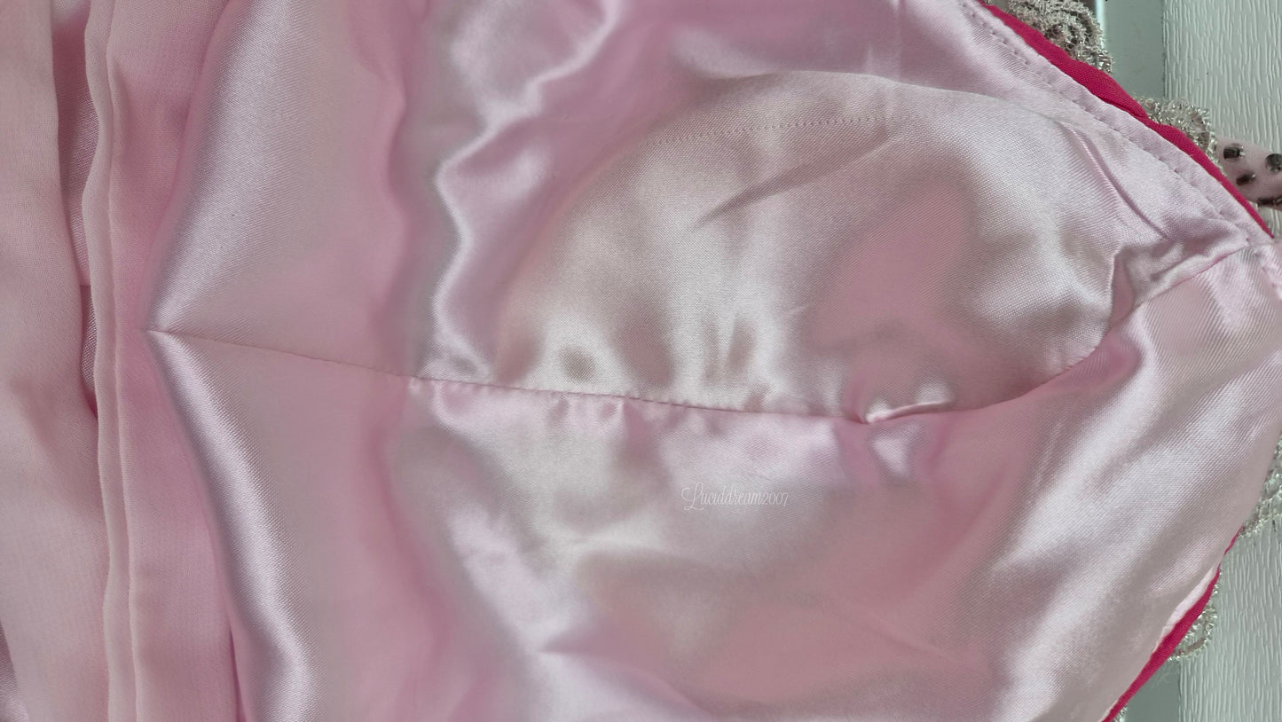 Robe rose deux tons dos lacé