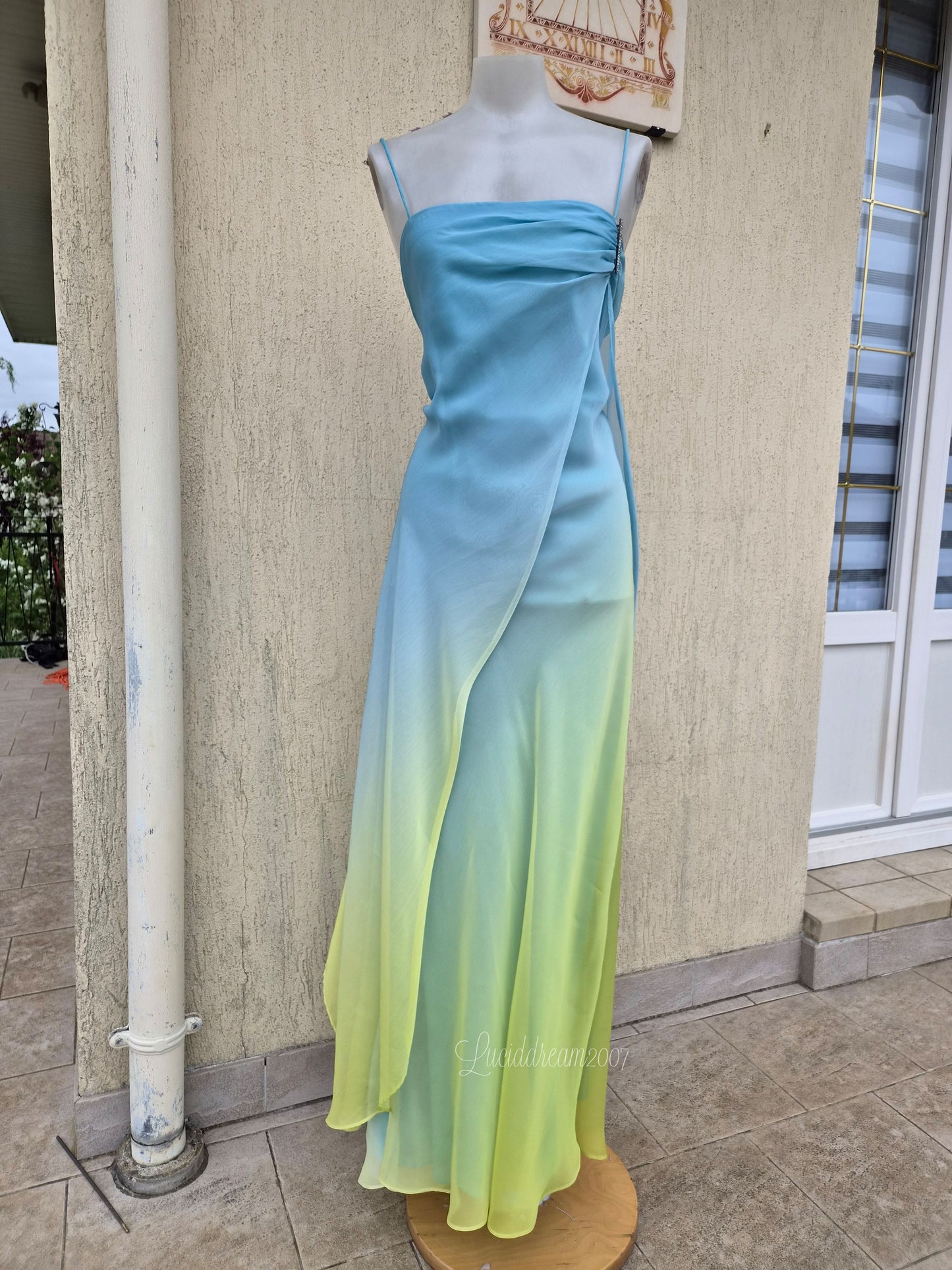 Robe dégradée bleue et verte