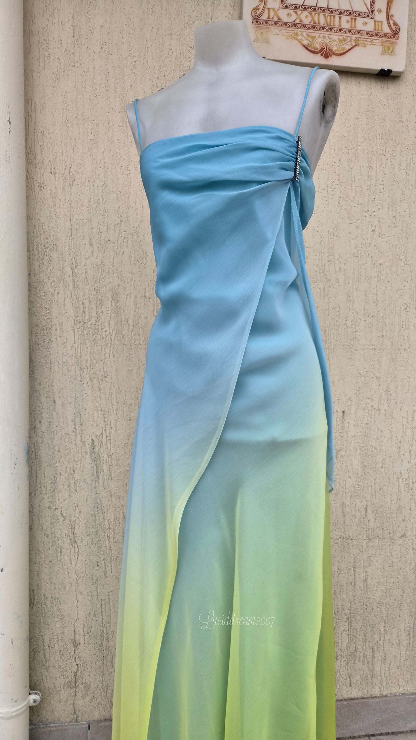 Robe dégradée bleue et verte