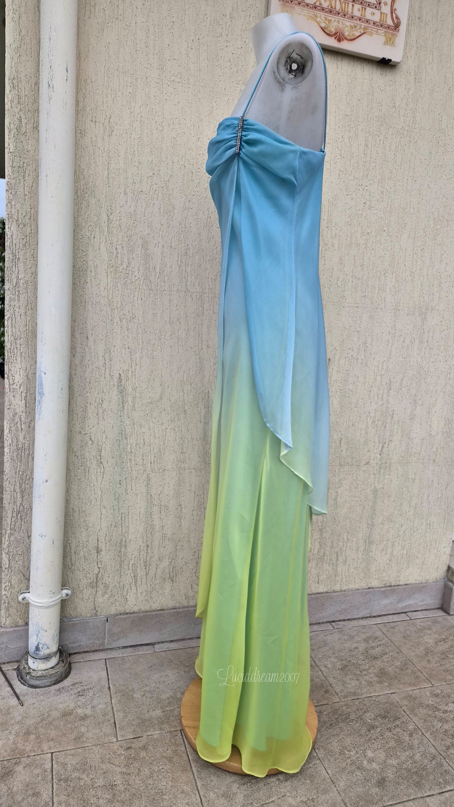 Robe dégradée bleue et verte