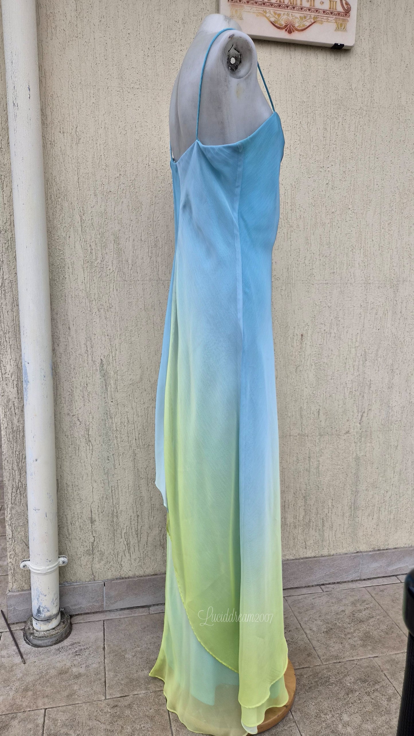 Robe dégradée bleue et verte