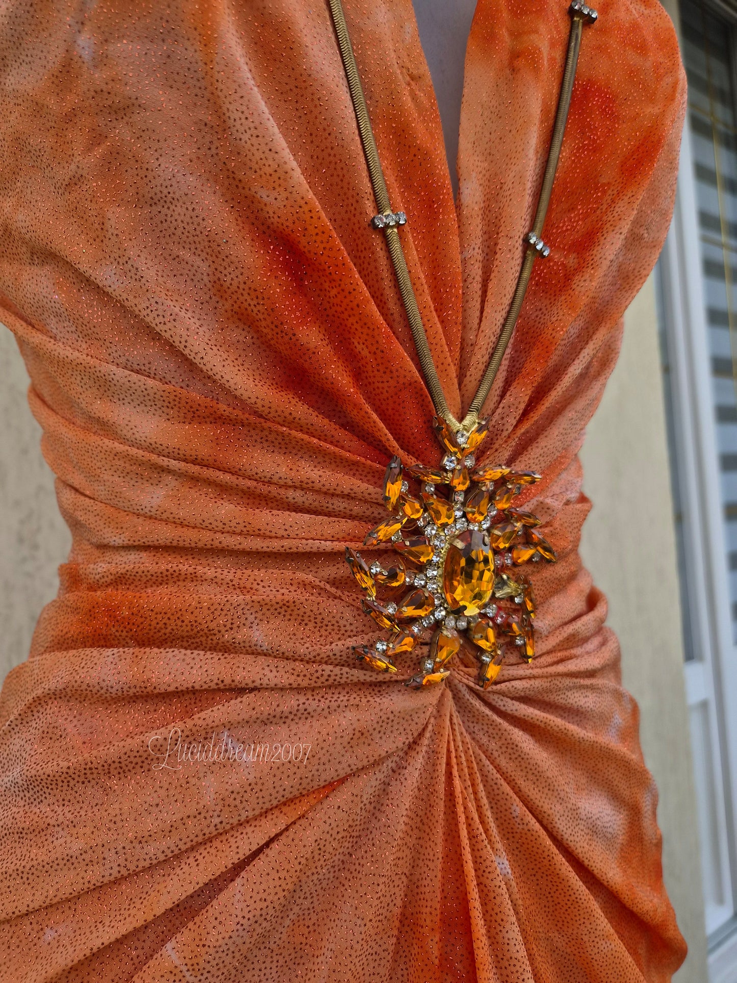 Orange backless dress