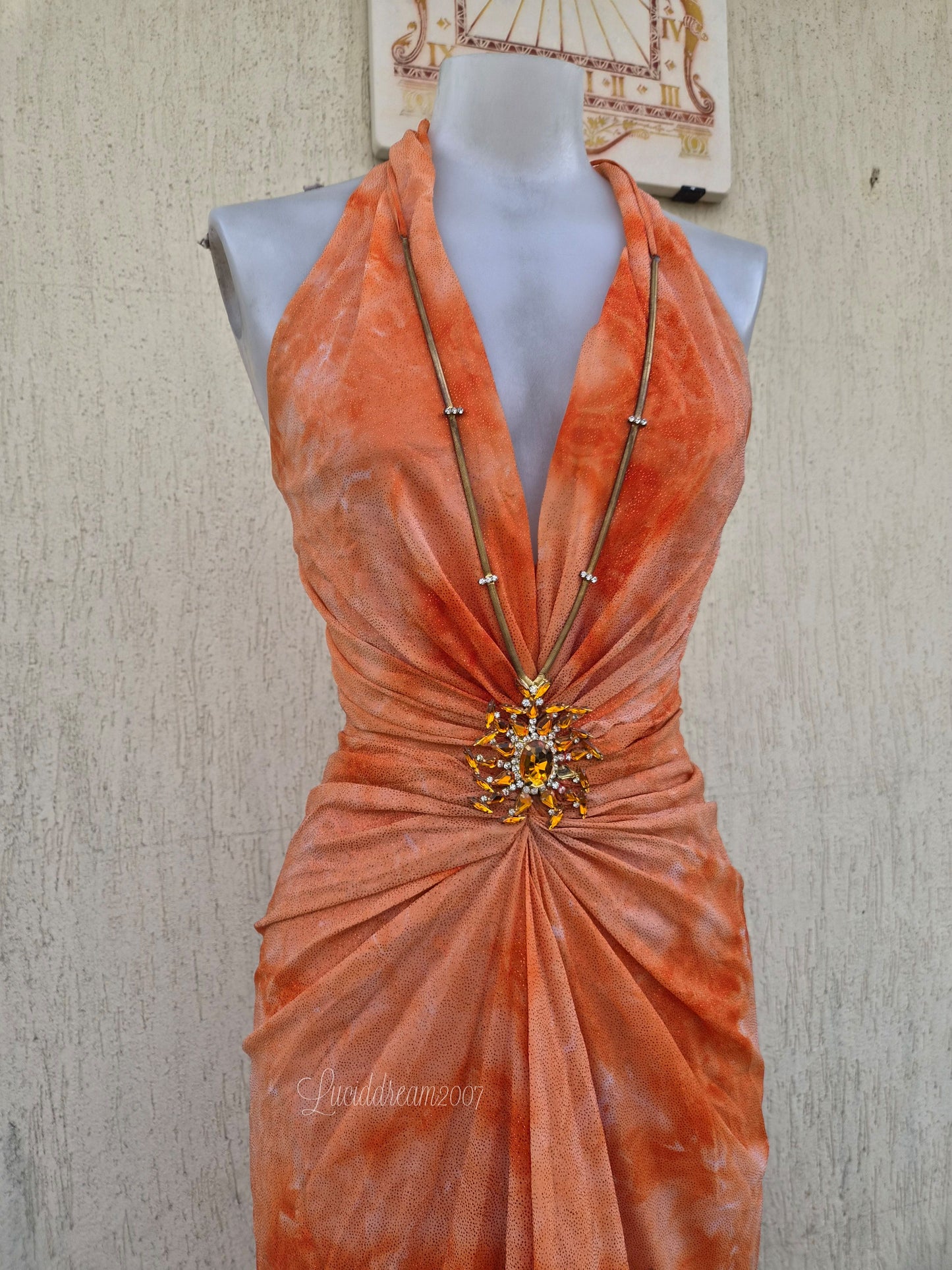 Orange backless dress
