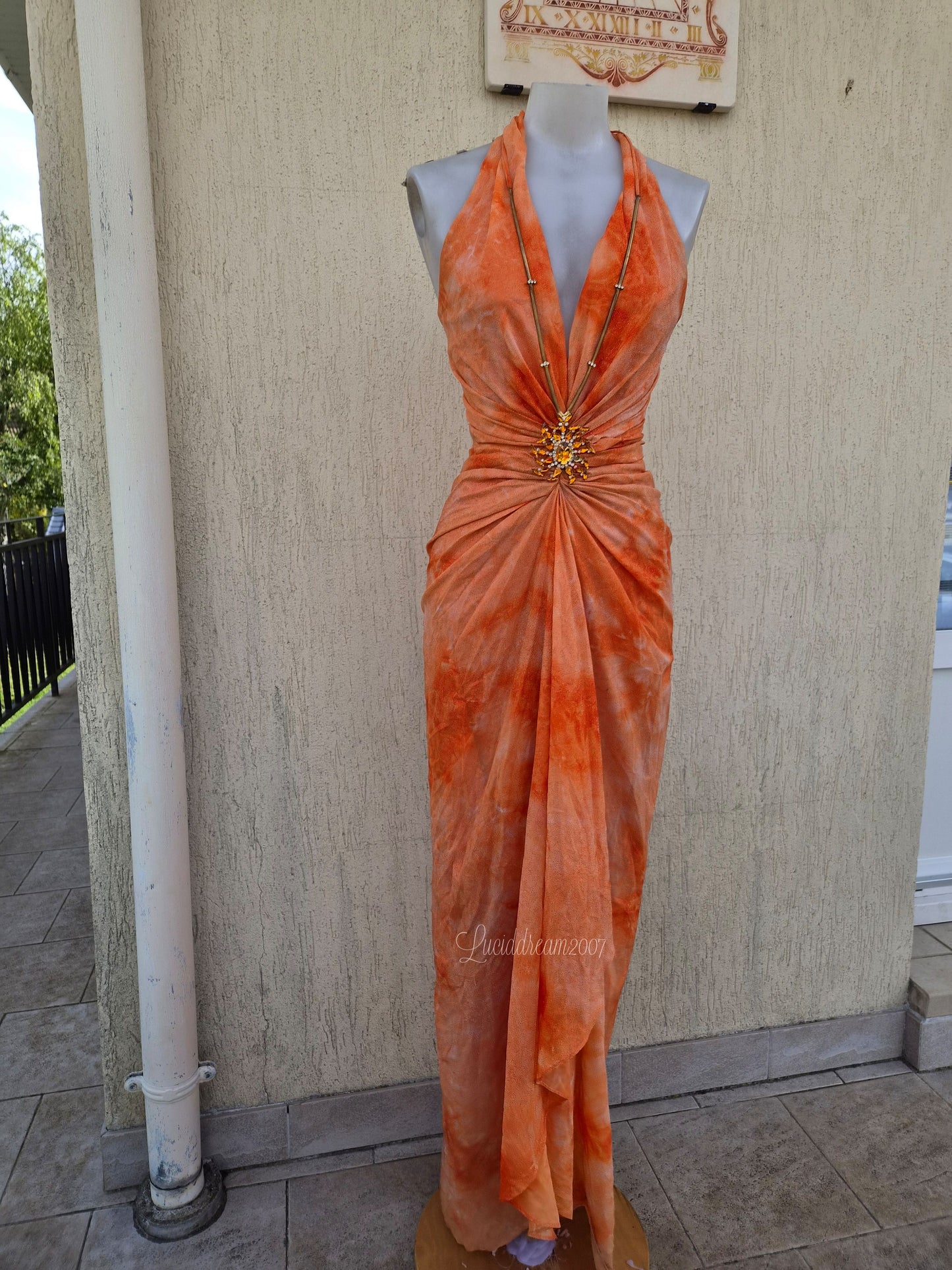 Orange backless dress