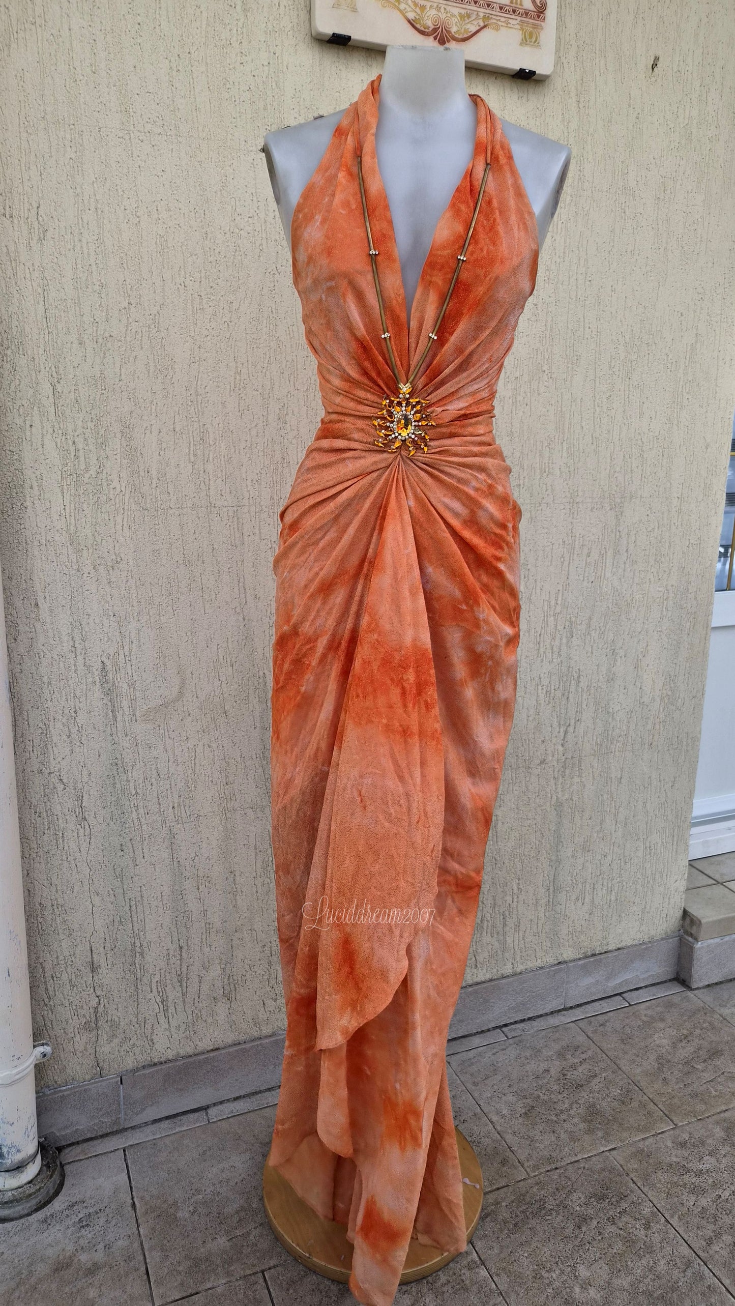 Orange backless dress