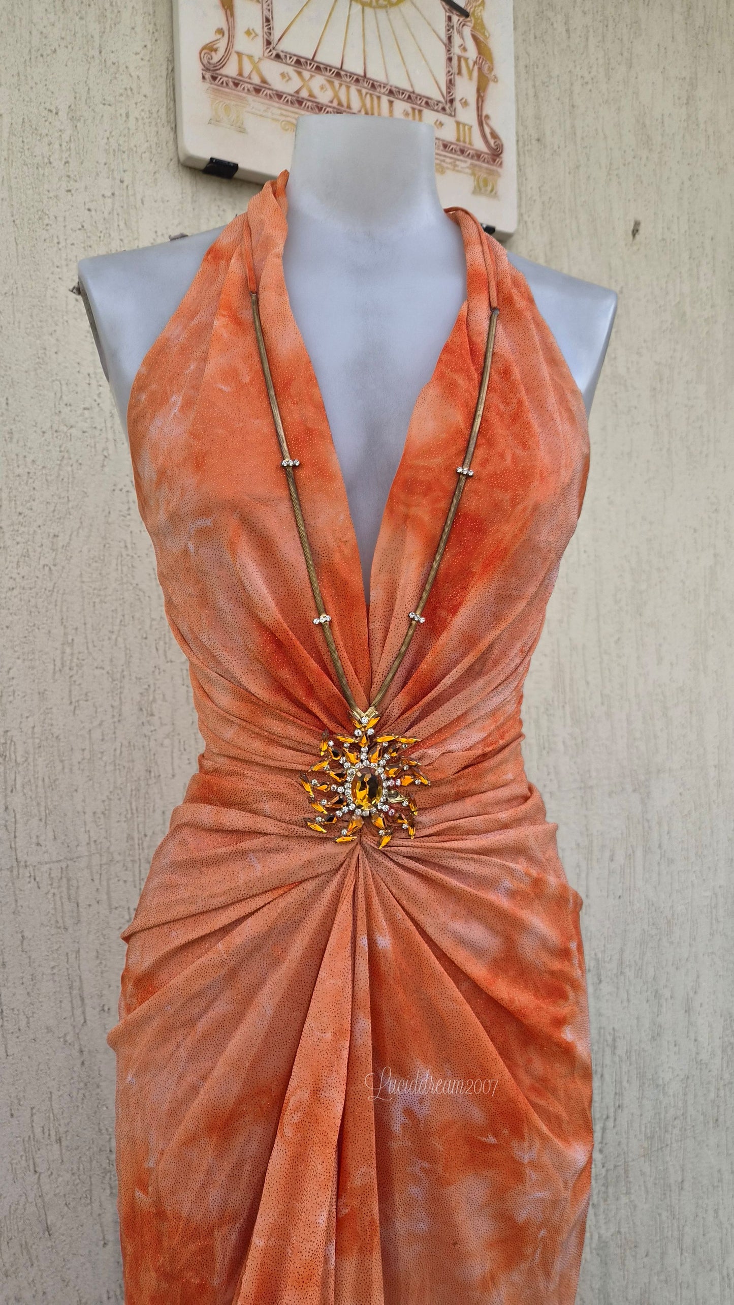Orange backless dress
